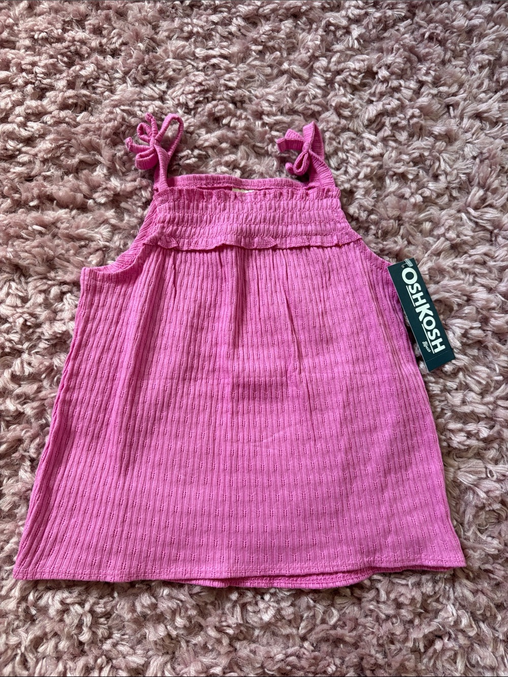 NWT 2T OshKosh B'gosh Pink Ribbed Tie-Shoulder Girls' Tank Top